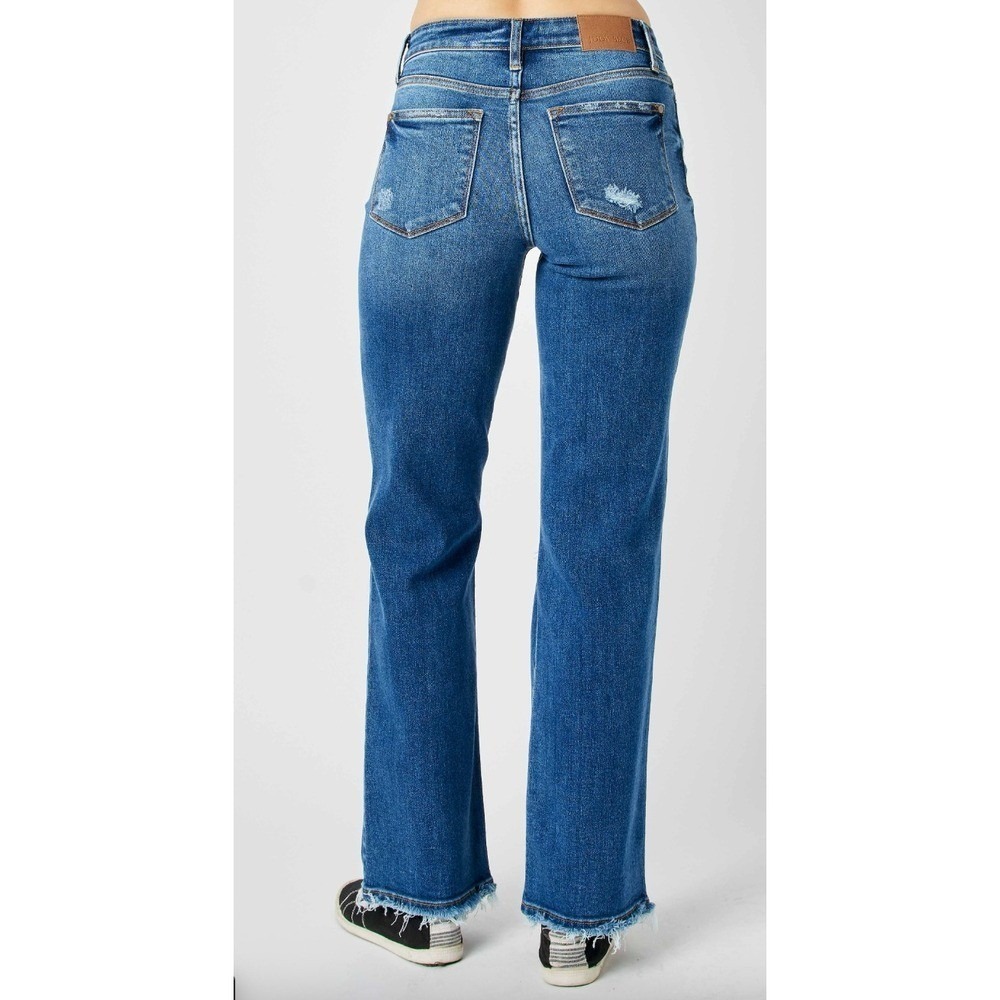 NWT Judy Blue Jeans Sz 31  Mid Rise Straight Distressed Stretchy Relaxed - Picture 8 of 13